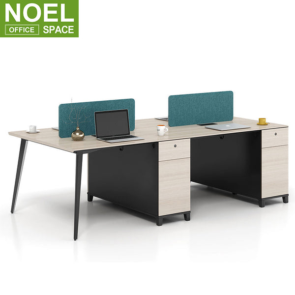 4 person cubicle office laptop workstation with aluminium legs sharing cabinet