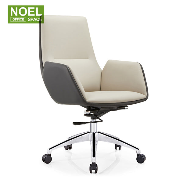 Kali-M (Beige), Fixed PU Armrest Mid Back Executive PU Office Cheap Chair Best Price High Quality Value Chair
