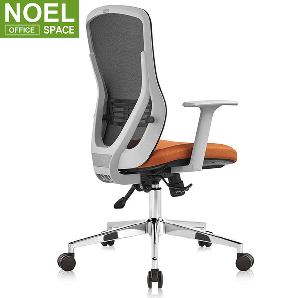 Maro-M, Office Chair Mesh Desk Chair Middle Back Ergonomic Office Chair with Fixed Armrests Black + Orange