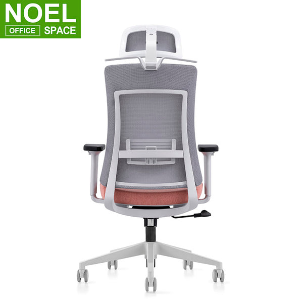 Mason-H (Grey nylon), Executive Swivel Lumbar Support Office Mesh Chair with Adjustable Headrest
