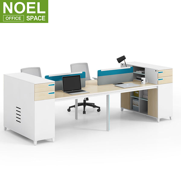 Office desk european style 4 person staff workstation with table screen