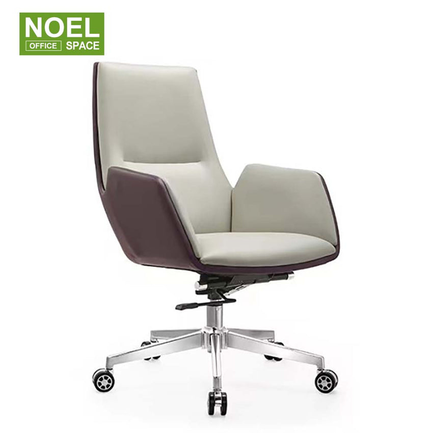 Kali-M (Beige), Fixed PU Armrest Mid Back Executive PU Office Cheap Chair Best Price High Quality Value Chair