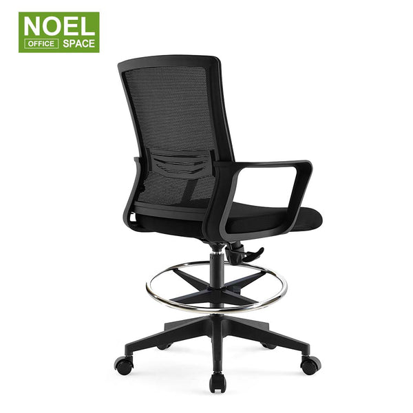 Emma-M (White),Simple mid back mesh office chair with footring