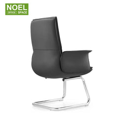 Kathie-V (Black), Fixed Armrest Mid Back Executive PU Visitor Chair Stability For Various Space Fashion Comfortable Design