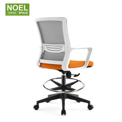 Emma-M (White),Simple mid back mesh office chair with footring