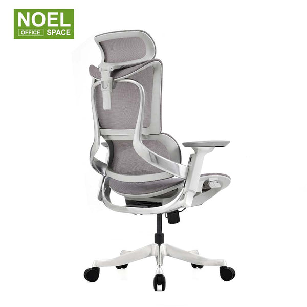 Lucas-H-MF,Black frame with footrest functional ergonomic office chair