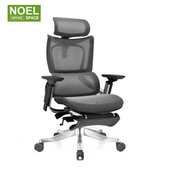 Lucas-H-MF,Black frame with footrest functional ergonomic office chair