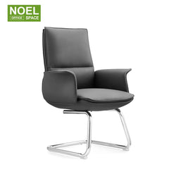 Kathie-V (Black), Fixed Armrest Mid Back Executive PU Visitor Chair Stability For Various Space Fashion Comfortable Design