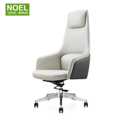 Annie-H,White simple high-end executive PU office chair
