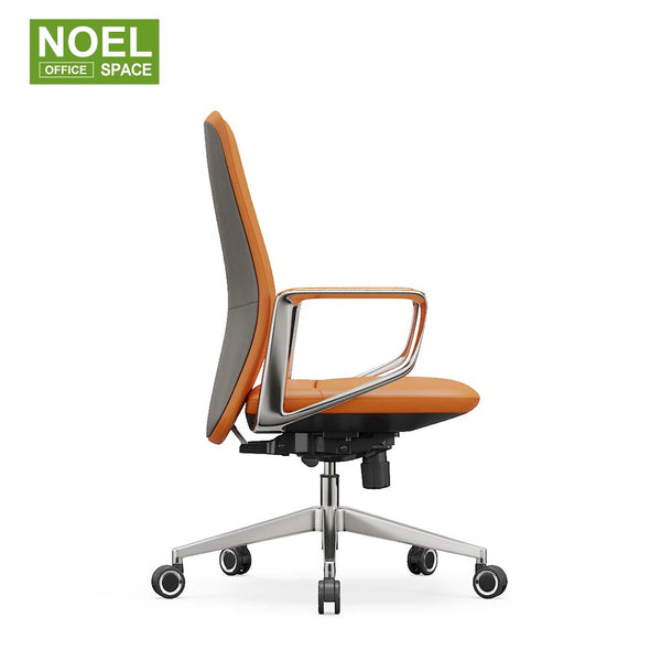 Lyra-M,Orange color fixed PU armrest mid back executive PU office chair