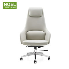 Annie-H,White simple high-end executive PU office chair