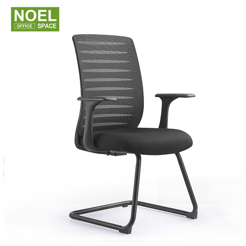 Angel-V, Black waiting chair office conference meeting chair with mid back for visitors