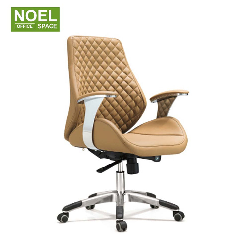 Norvin-M, Factory design modern office executive pu genuine leather upholstered swivel mid back chair