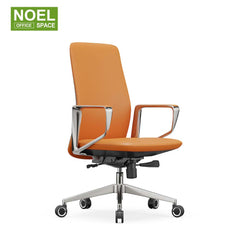 Lyra-M,Orange color fixed PU armrest mid back executive PU office chair