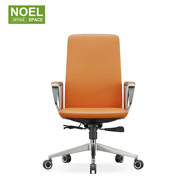 Lyra-M,Orange color fixed PU armrest mid back executive PU office chair