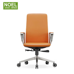 Lyra-M,Orange color fixed PU armrest mid back executive PU office chair