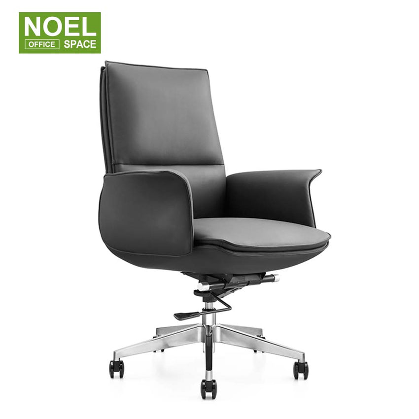 Kathie-M (Black), Fixed Armrest Mid Back Executive PU Office Chair Best Price For Meeting Office Room