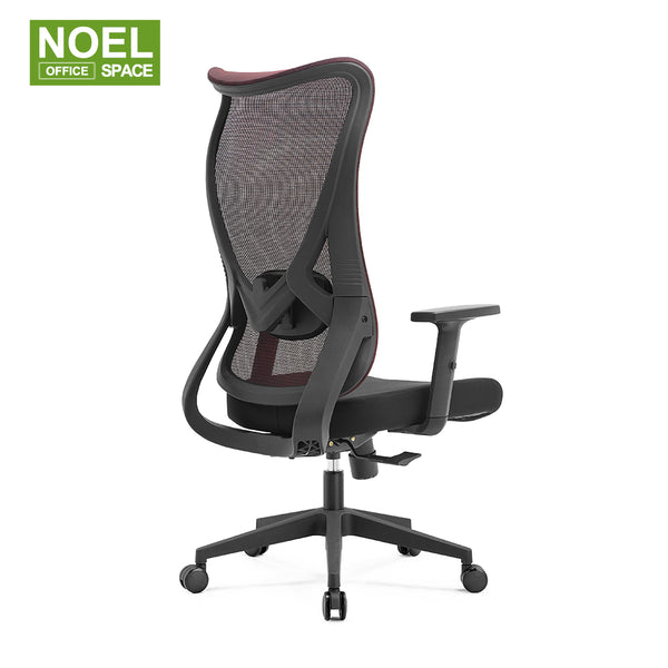 Chris-H,Red curved backrest office chair