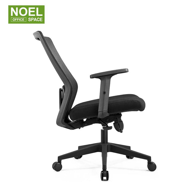 Joy-M, Strong quality factory direct mid back black ergonomic mesh office task chair with seat sliding