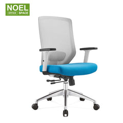 Joy-M, Blue mid back chair for office mesh chair for staff with adjustable armrest