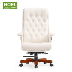 Kim-H(Wood base,white),high back executive PU office chair