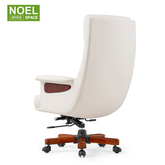 Kim-H(Wood base,white),high back executive PU office chair