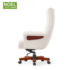 Kim-H(Wood base,white),high back executive PU office chair