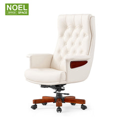 Kim-H(Wood base,white),high back executive PU office chair