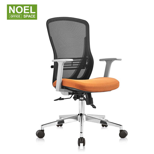 Maro-M, Office Chair Mesh Desk Chair Middle Back Ergonomic Office Chair with Fixed Armrests Black + Orange