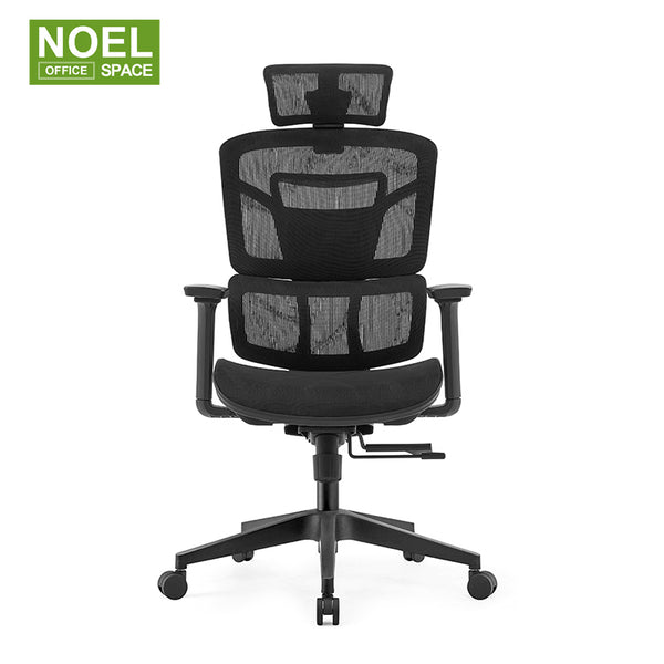 Opal-H,High-end atmospheric black classic high back mesh office chair with 3D headrest