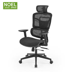 Opal-H,High-end atmospheric black classic high back mesh office chair with 3D headrest