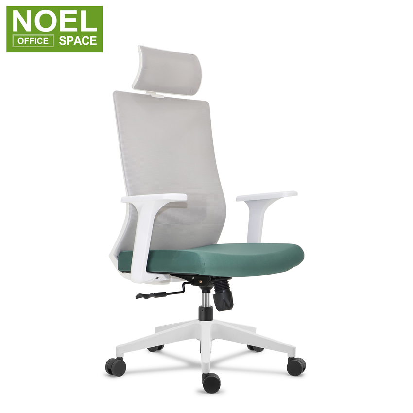 Tabor-H(Grey+Blue), New style design swivel comfortable chair waist spine protection multifunction ergonomic chair.