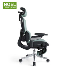 Teko-H-MF (Massage,6D arm),Blue and green color ergonomic office chair with massage lumbar support