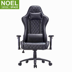Elite, Swivel Leather Office Chair,Lumbar Support and Headrest,Racing Style High-back Gaming Chair