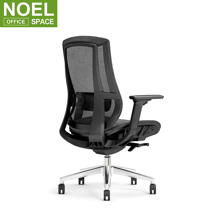 Flex-M (Black nylon), Ergonomic Back Design Office Swivel High Back Mesh Chair