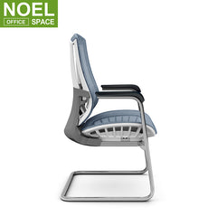 Flex-V (White PP), Simple style very cheap price office chair without wheels with mesh backrest and powder coating base