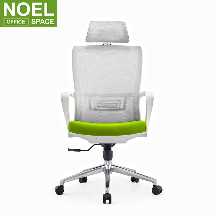 Kas-H (White), Modern office chair design mesh high-back office chair grey+green