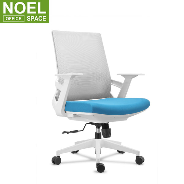Sky-M (White), office chair manufacturer mid back office chair gray+blue