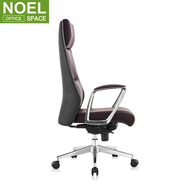 Borg-H, Pu leather swivel office manager executive chairs modern with aluminum armrest