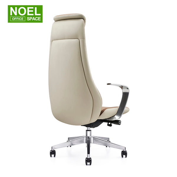 Caleb-H (Brown),New Product Fixed Aluminium Armrest High Back Executive Boss PU Office Chair Casual Modern Fashion Style