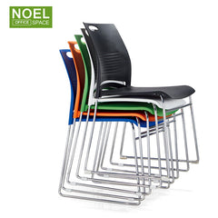 Candice, PP plastic backrest chrome solid steel frame stackable plastic chairs