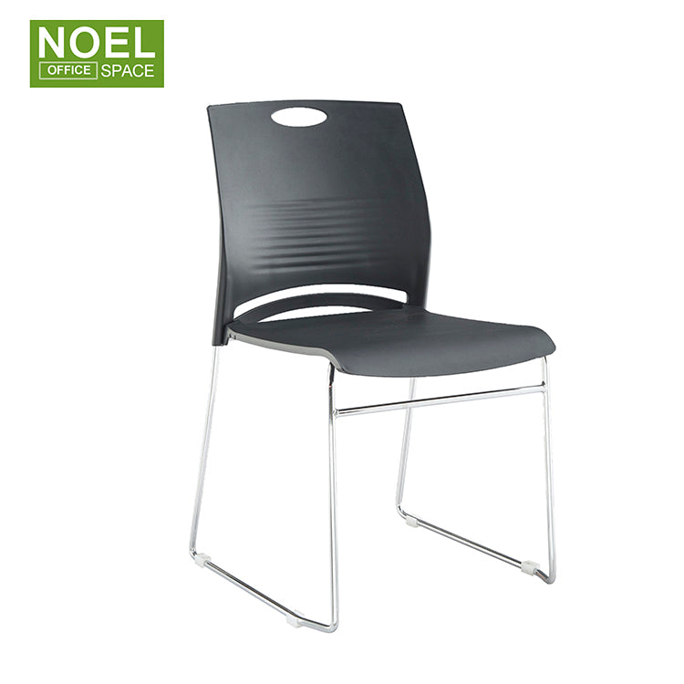 Candice, Training chairs stackable plastic metal armless chair with chrome solid steel frame