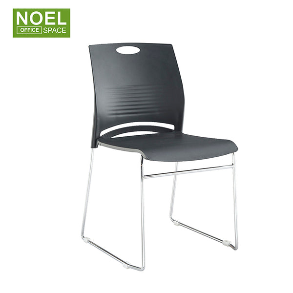 Candice, Training chairs stackable plastic metal armless chair with chrome solid steel frame