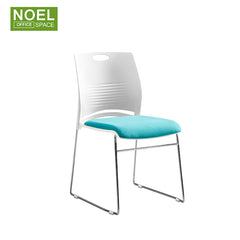 Candice, Wholesale Plastic Seat and back with mesh fabric seat chromed metal legs stackable chair