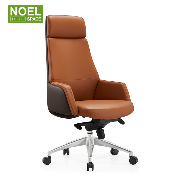 Carla-H (Orange), Sychronized Mechanism High Back Executive Boss Modern PU office chair