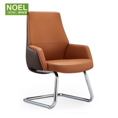 Carla-V (Orange), Mid Back Executive PU Visitor Chair With Chrome Mental Frame Simple Unique Design