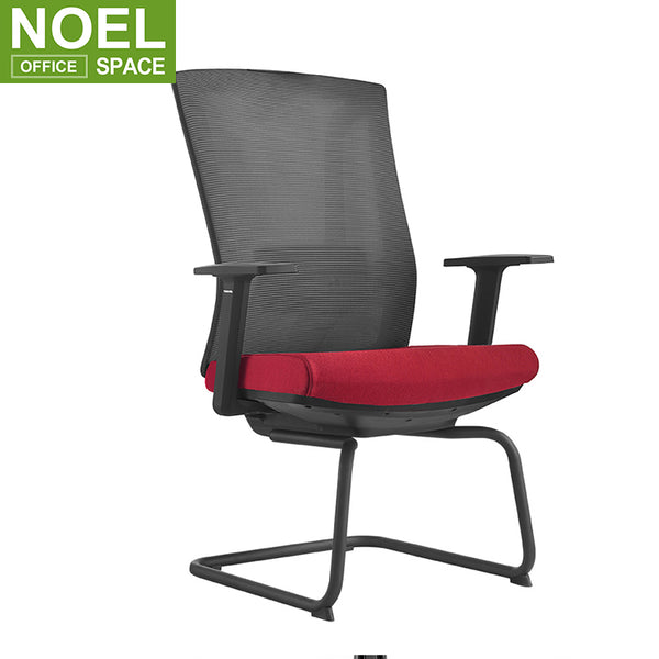 Super-V (Black coating frame), Office Chairs with No Wheels Modern Office Chair Black+Red