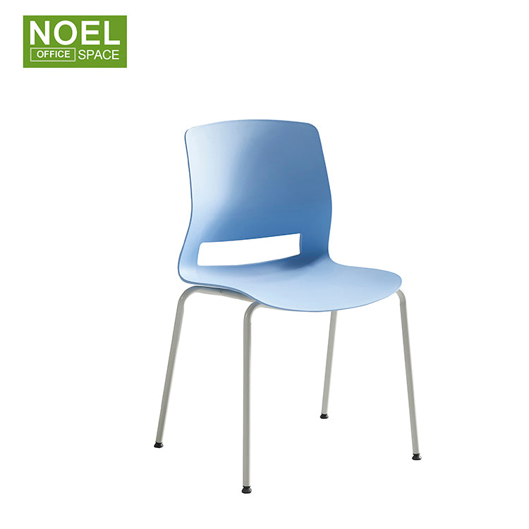 Dallas-T-FL, Modern Stackable Plastic Chromed Chair Legs Training Color PP Plastic Chair