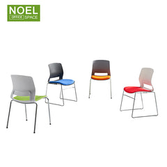 Dallas-T-FL, Modern Stackable Plastic Chromed Chair Legs Training Color PP Plastic Chair