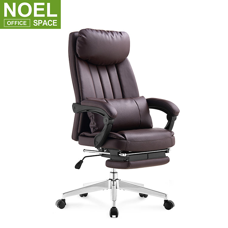 Diego-H(footrest), High back ergonomic durable executive reclining sleeping office leather boss chair